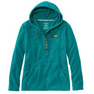LL Bean Tri Fleece Half Snap Hooded Women’s Shirt NWOT